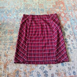 J.Jill Ponte Mixed Plaid Skirt Size Medium Pull On Red